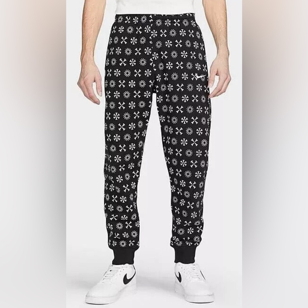 Nike Print logo black white joggers